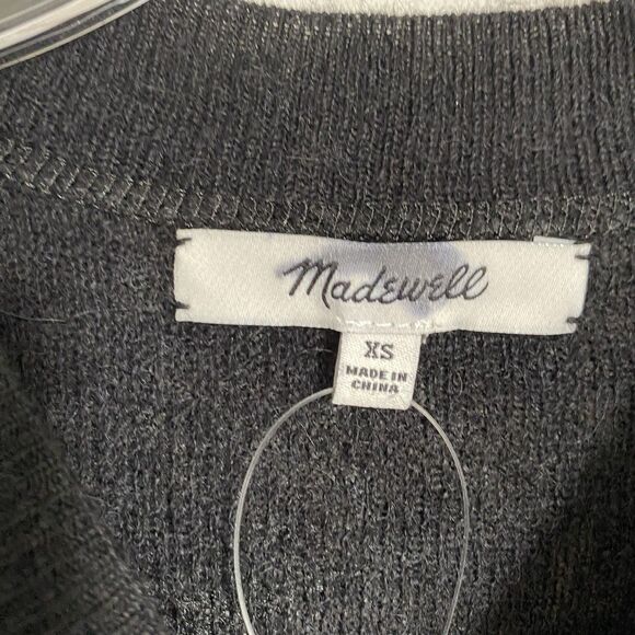 Madewell Alpaca Wool Ribbed Crewneck Sweater XS Black Relaxed Grunge Oversize - Picture 2 of 12